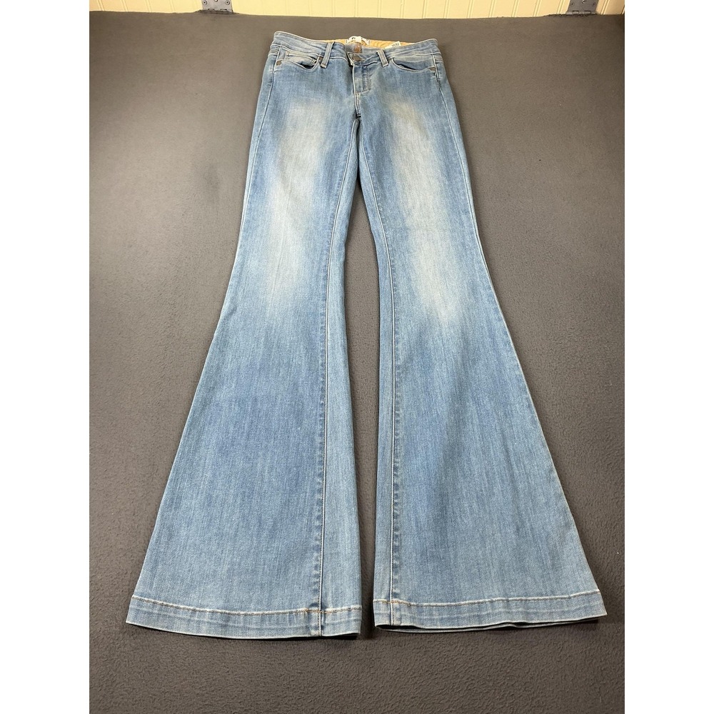 Paige Jeans Womens 27 Blue Flared Fiona Light Wash Stretch Festival Boho Hippie